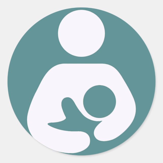 Breastfeeding Icon Teal Classic Round Sticker (Front)