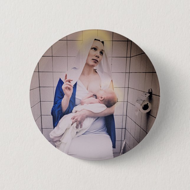 Breastfeeding Mary Pinback Button (Front)