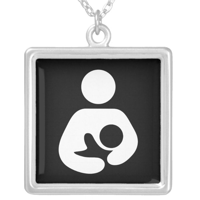 Breastfeeding / Nursing Icon Silver Plated Necklace (Front)