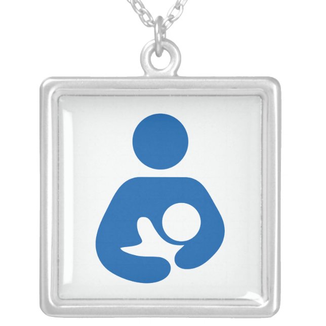 Breastfeeding / Nursing Icon Silver Plated Necklace (Front)