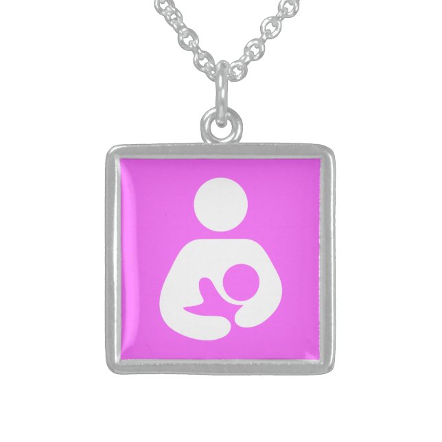 Breastfeeding / Nursing Icon Sterling Silver Necklace (Front)