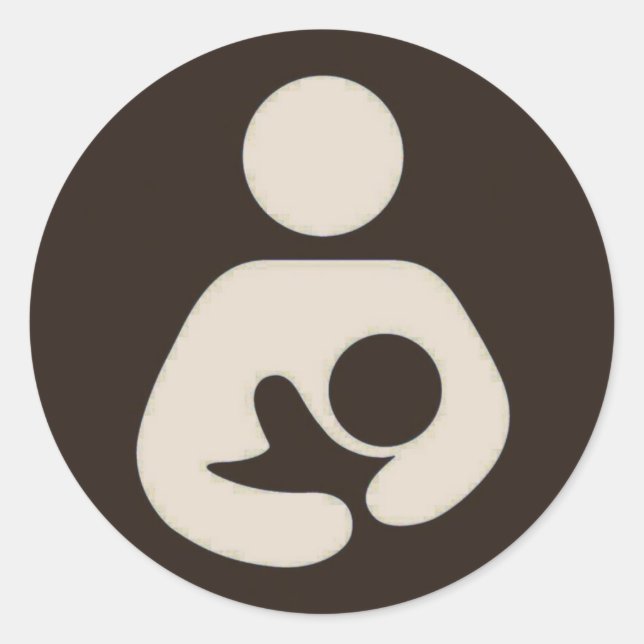 Breastfeeding / Nursing Symbol Brown Classic Round Sticker (Front)