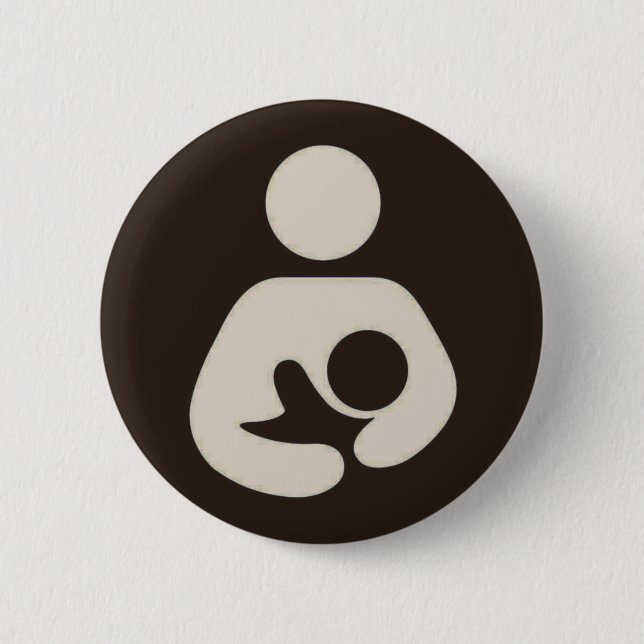 Breastfeeding Symbol Pinback Brown Button (Front)