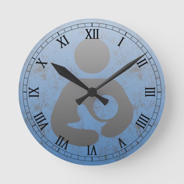 Breastfeeding  Symbol Retro Letterpress style Round Clock (Front)