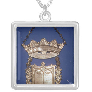 Breastplate or Shield for Torah Scroll Silver Plated Necklace