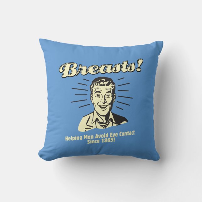 Breasts: Helping Avoid Eye Contact Throw Pillow (Front)