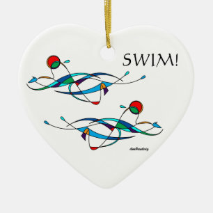 Breaststroke Swimmer Double Ceramic Ornament