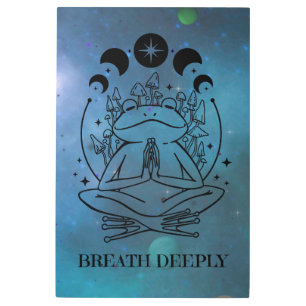 Breath Deeply Yoga Frog Metal Print