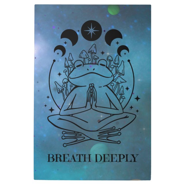Breath Deeply Yoga Frog Metal Print (Front)