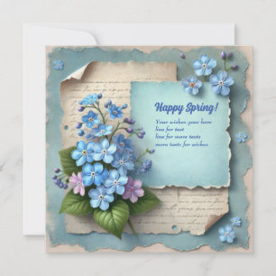 Breath taking happy spring forget me not flowers holiday card