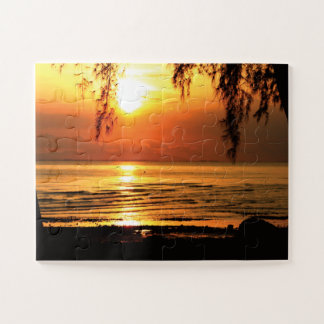 Breath-taking Sunset with Beach and Trees Jigsaw P Puzzle