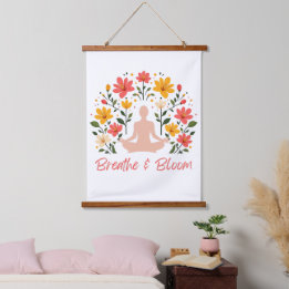 Breathe and Bloom Meditation Wall Tapestry