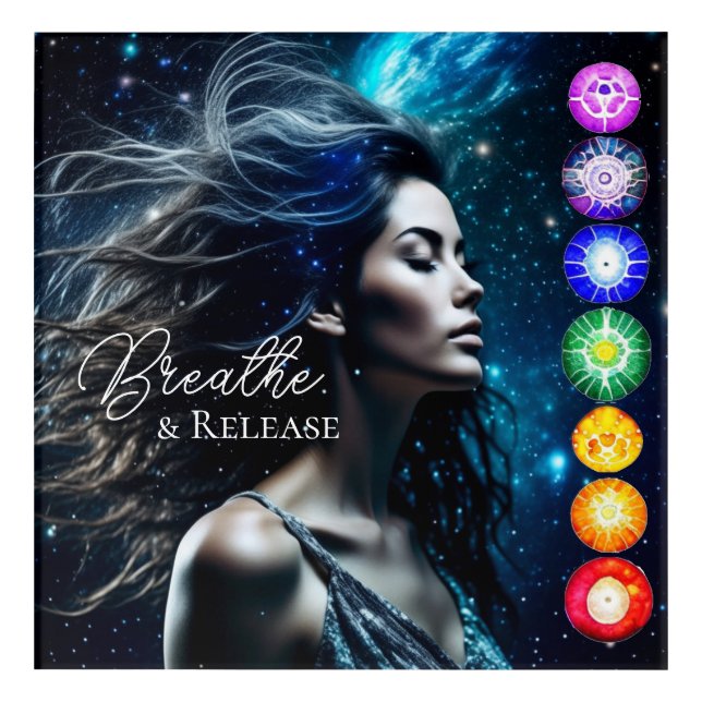 Breathe and Release | Beautiful Ethereal Woman Acrylic Print (Front)
