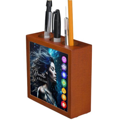 Breathe and Release  Beautiful Ethereal Woman Desk Organizer