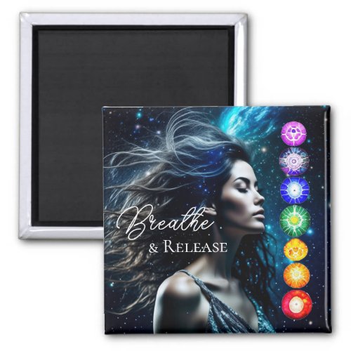 Breathe and Release  Beautiful Ethereal Woman Magnet