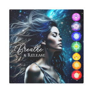 Breathe and Release   Beautiful Ethereal Woman Metal Print