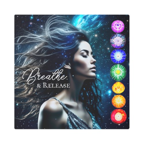 Breathe and Release  Beautiful Ethereal Woman Metal Print