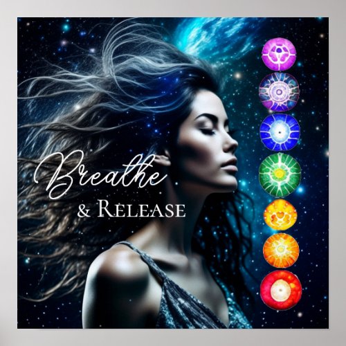 Breathe and Release  Beautiful Ethereal Woman Poster