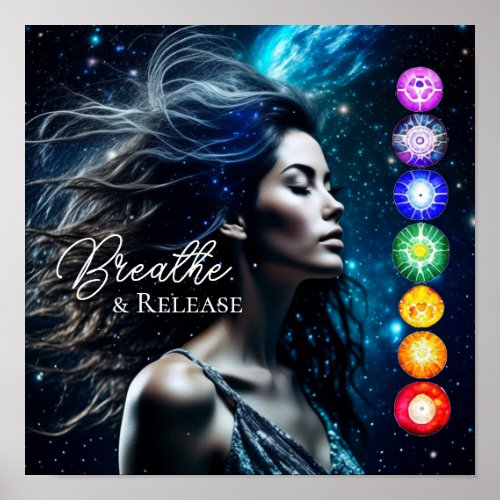 Breathe and Release  Beautiful Ethereal Woman Poster