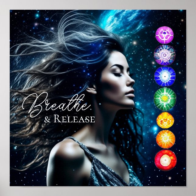 Breathe and Release | Beautiful Ethereal Woman Poster (Front)