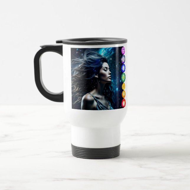 Breathe and Release | Beautiful Ethereal Woman Travel Mug (Left)