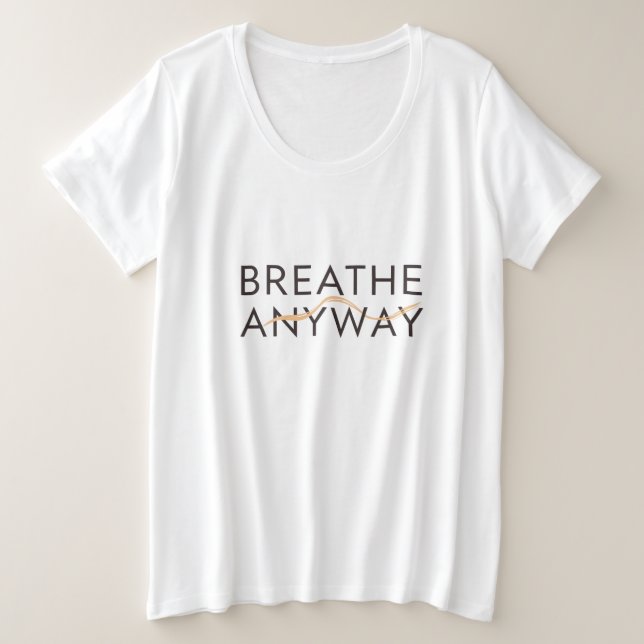 Breathe Anyway – Stress Awareness Minimal Yellow  Plus Size T-Shirt (Design Front)
