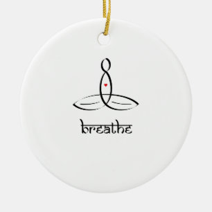 Breathe - Black Sanskrit style Ceramic Ornament