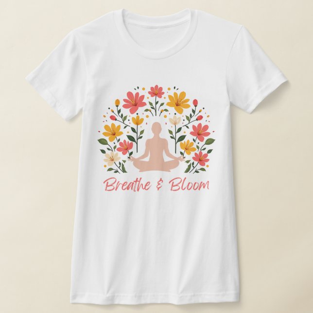 Breathe & Bloom Meditation Slim Fit T-Shirt (Laydown)