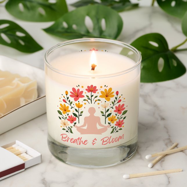 Breathe & Bloom Vanilla Sandalwood Candle (Lit)