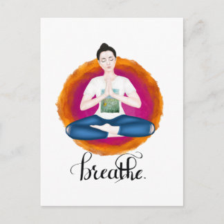 breathe. calligraphy postcard