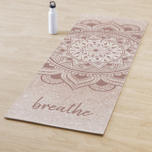 Breathe Chic Rose Gold Feminine Mandala Practice Yoga Mat