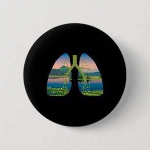 Breathe Clean Air Lungs Go Outside T Shirt Earth D Button