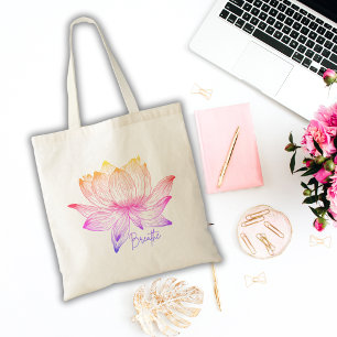 Breathe Colorful Lotus Flower Tote Bag
