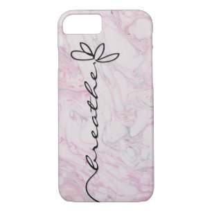 Breathe Daisy design on pink marble iPhone 8/7 Case