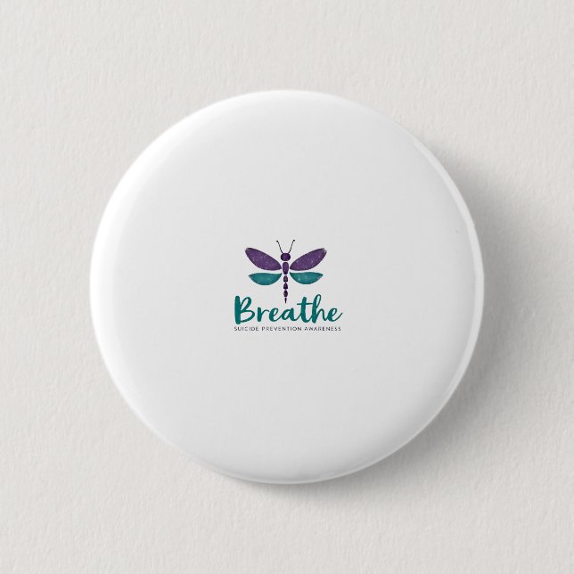 Breathe Dragonfly Suicide Prevention mental health Button (Front)
