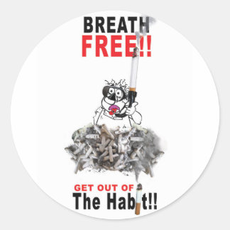 Breathe Free - STOP SMOKING Classic Round Sticker