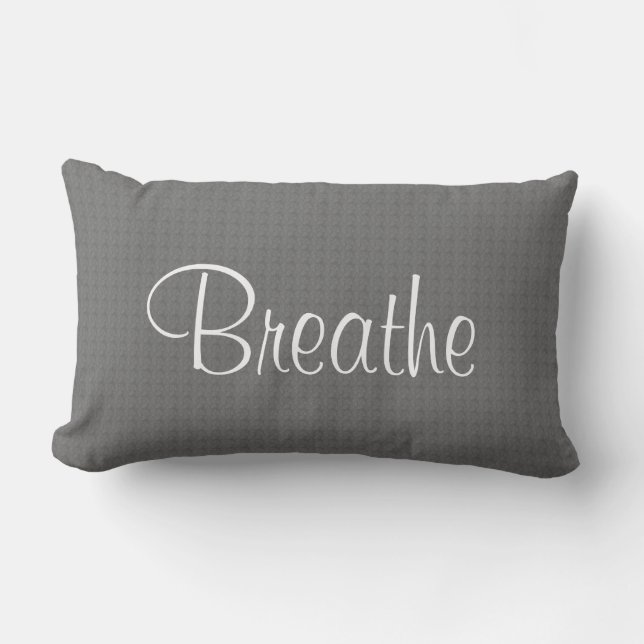 Breathe Gray Textured Neutral Gray Accent Lumbar Pillow (Front)