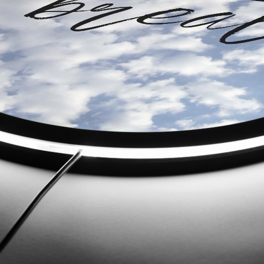 Breathe Handwritten Script over Clouds On Blue Sky LED Sign (Edge)