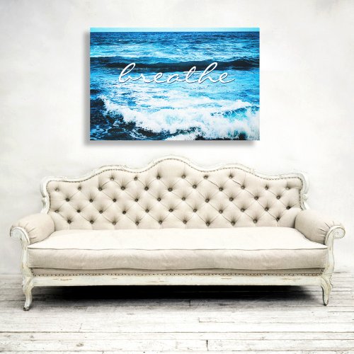 Breathe Hawaii Turquoise Ocean Waves Photo 32x48 Canvas Print