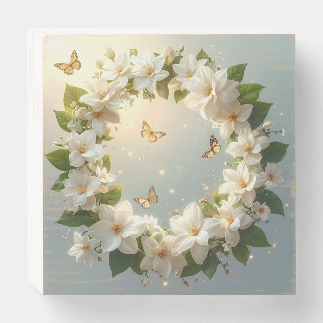 Breathe In, Breathe Out: Elegant Floral Calm Art – Wooden Box Sign (Front Horizontal)