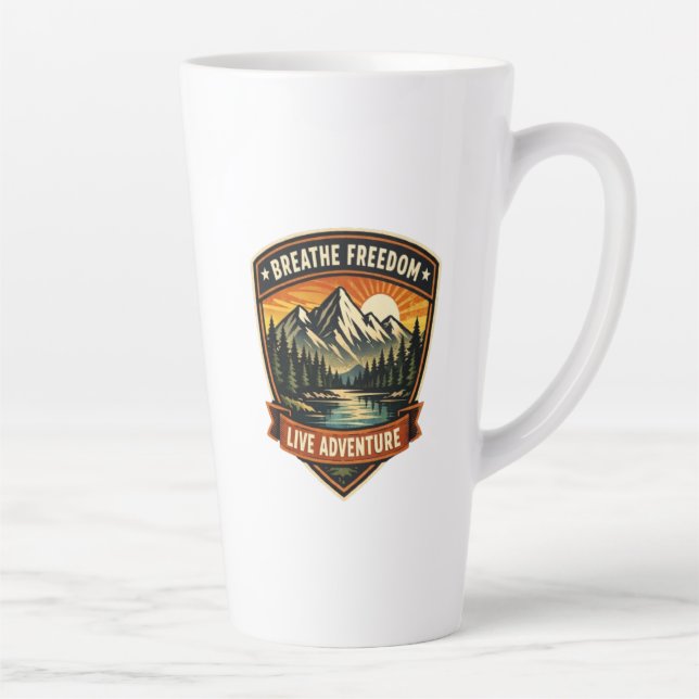 Breathe in the freedom, live the adventure latte mug (Right)