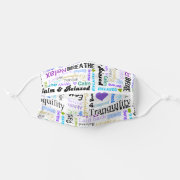 Positive words & affirmation word art Breathe Keep Calm Relax Typography Cloth Face Mask