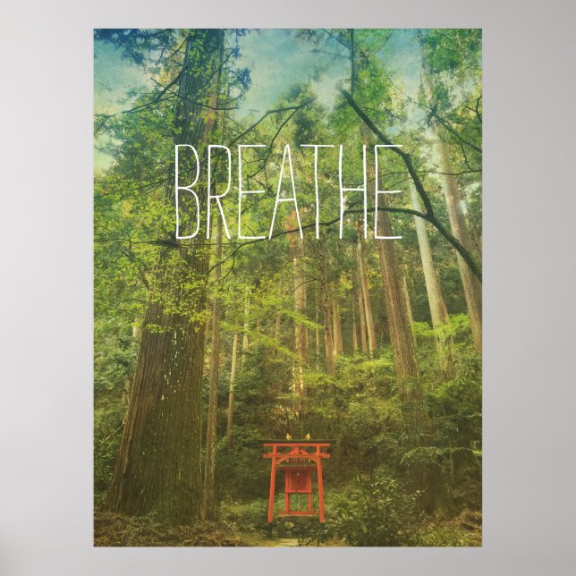 Breathe Kyoto Shinto Shrine Forest Trees Nature Poster (Front)