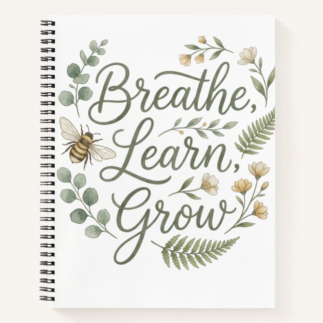 Breathe Learn Grow Mindfulness for mindful living  Notebook (Front)