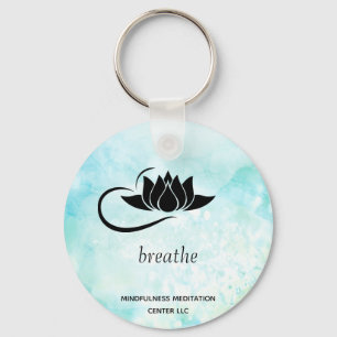 *~* BREATHE Lotus Branding Mint Turquoise SWAG Keychain