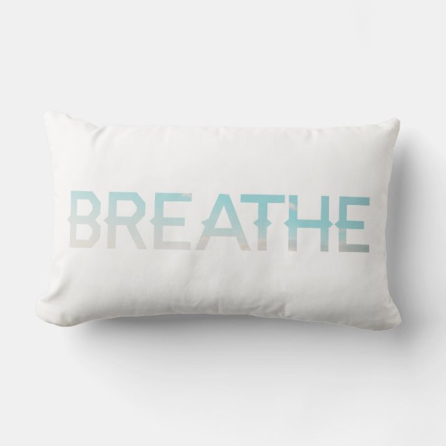 Breathe Morning Sky Word Inspiration Lumbar Pillow (Front)
