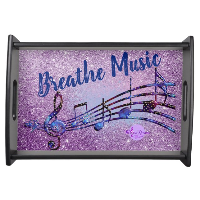 Breathe Music Purple Faux Glitter Serving Tray (Front)