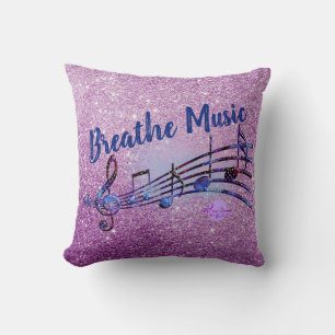 Breathe Music Purple Faux Glitter Throw Pillow