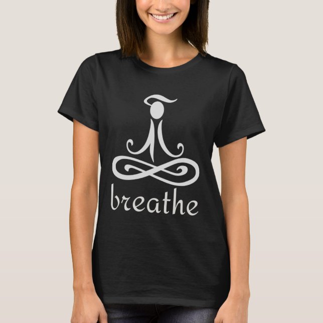 Breathe Om Yoga Meditation Symbol T-Shirt (Front)