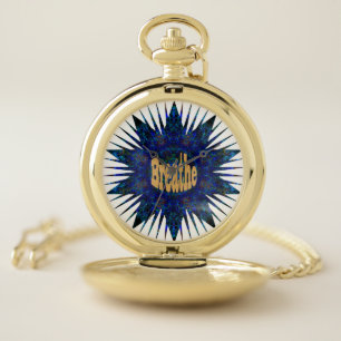 Breathe, On Blue Boho Star, Pocket Watch